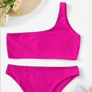 One shoulder pint bikini set
